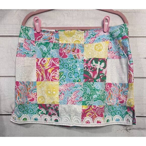 Lilly Pulitzer Size 10 Skirt Patchwork Print EUC Preppy - Picture 1 of 5